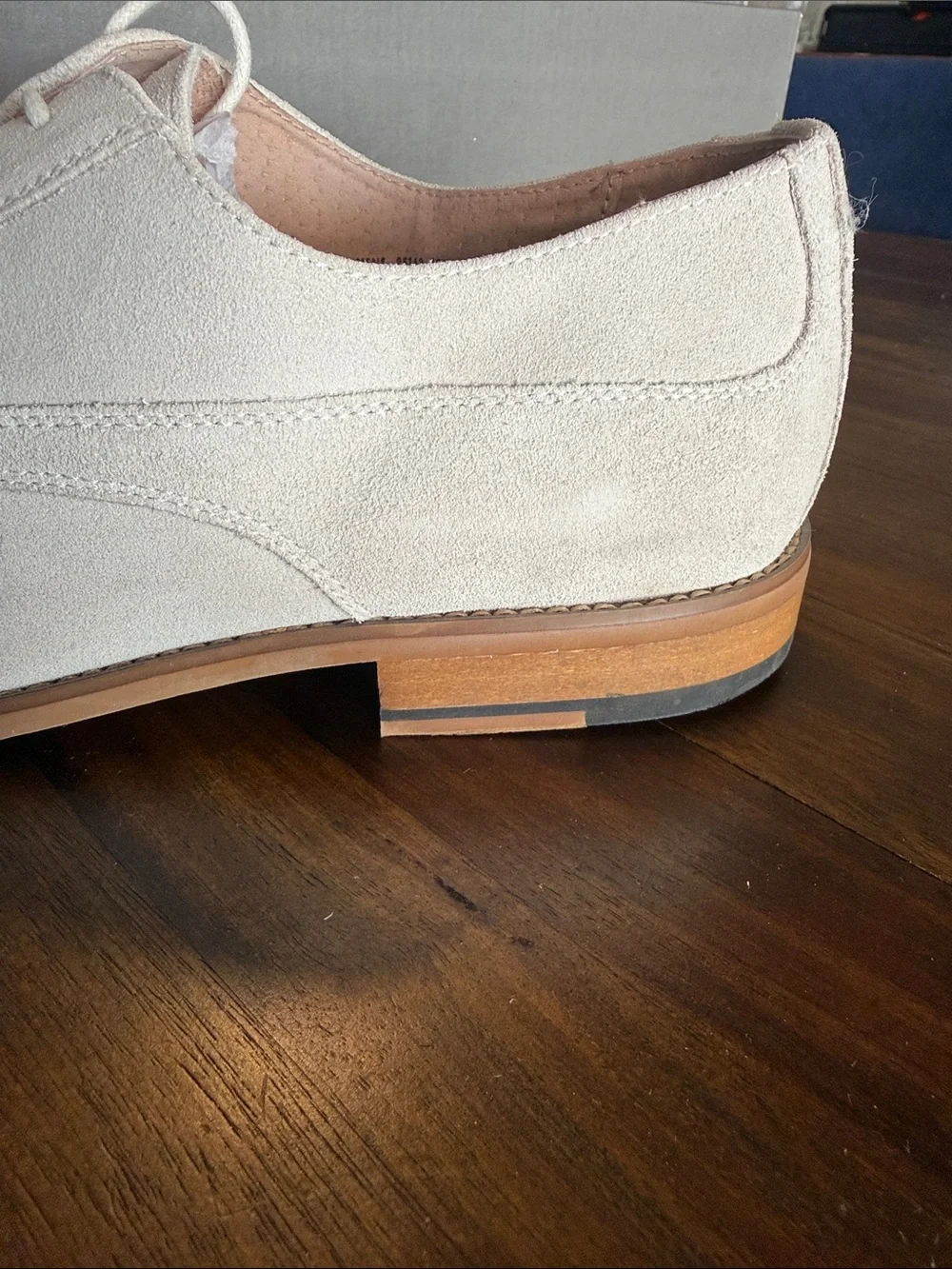 Stacy Adams Men's Deacon Suede Oxford in Chalk Like New W/ Box